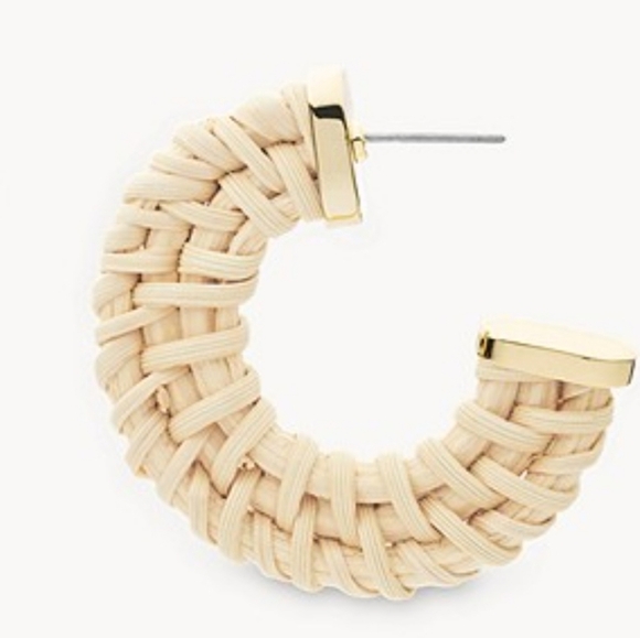 Fossil Tan Raffia Hoop Earrings - Picture 4 of 4